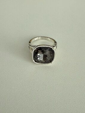 Avon Silver Ring with Smoky Gray Cushion Stone